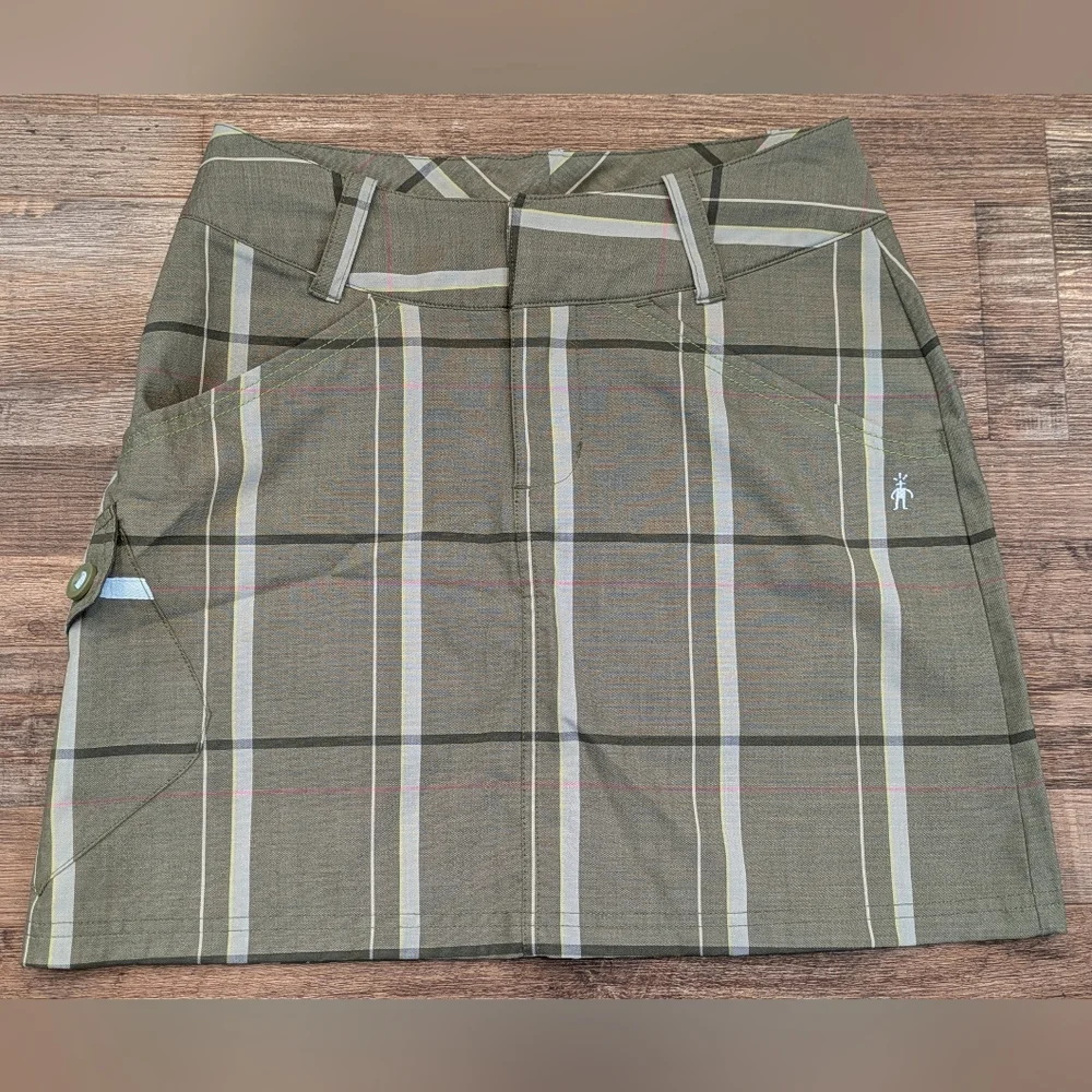 Smartwool Loden Plaid Merino Wool Skirt Golf Outdoors Hiking Sz 2